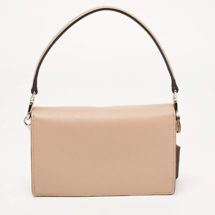 Pre Owned Prada Beige Saffiano Leather Mini Sound Crossbody Bag