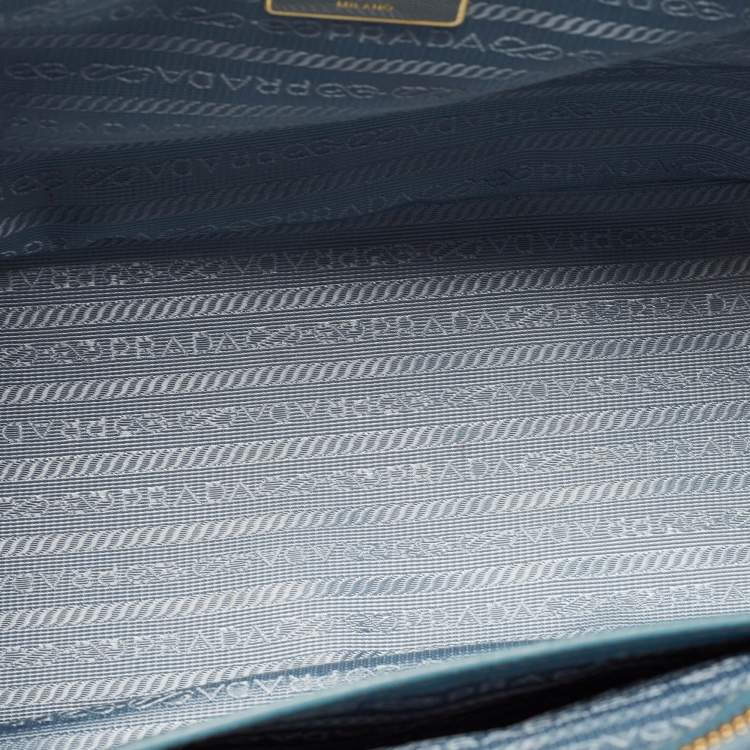 مملوكة مسبقًا Prada Blue Saffiano Lux Leather Small Double Zip Tote