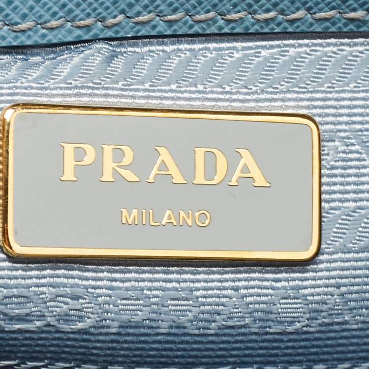 مملوكة مسبقًا Prada Blue Saffiano Lux Leather Small Double Zip Tote