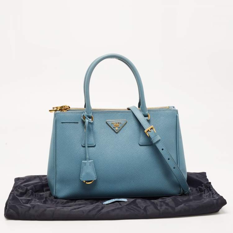 مملوكة مسبقًا Prada Blue Saffiano Lux Leather Small Double Zip Tote