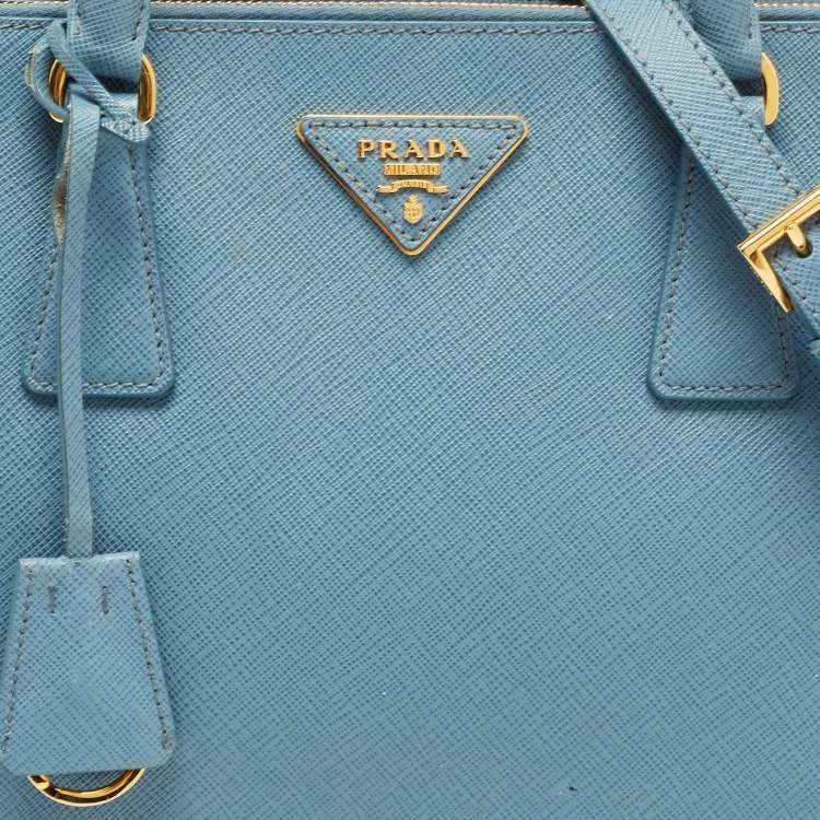مملوكة مسبقًا Prada Blue Saffiano Lux Leather Small Double Zip Tote