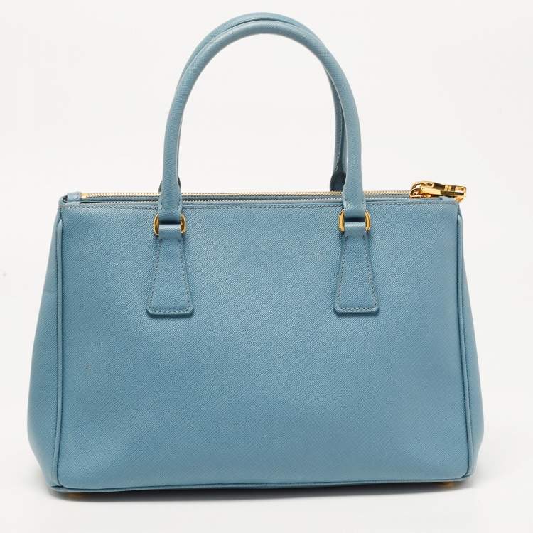مملوكة مسبقًا Prada Blue Saffiano Lux Leather Small Double Zip Tote