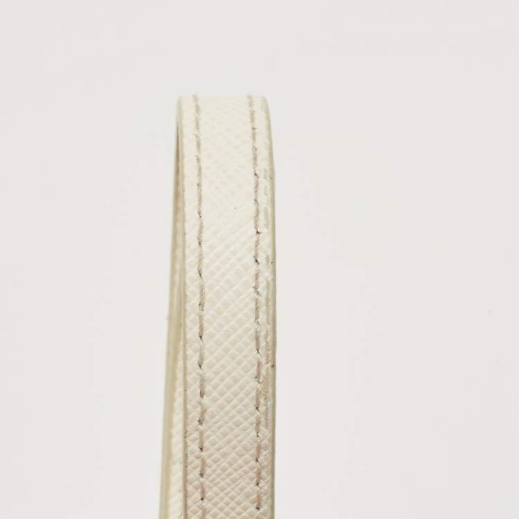 مملوكة مسبقًا Prada White Saffiano Lux Leather Front Pocket Crossbody Bag