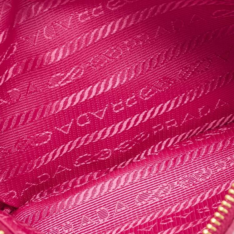 Pre Owned Prada Pink Saffiano Leather Top Zip Clutch Bag