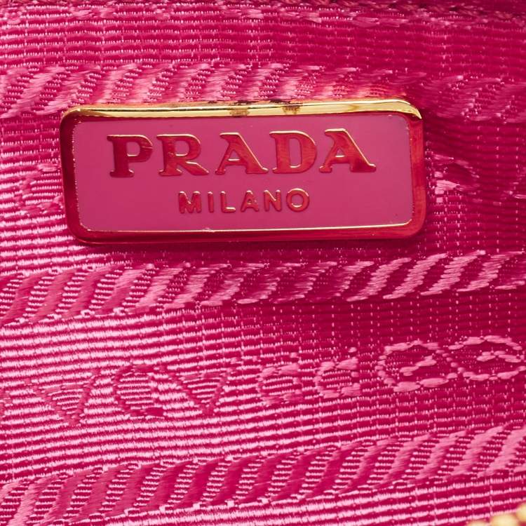 Pre Owned Prada Pink Saffiano Leather Top Zip Clutch Bag