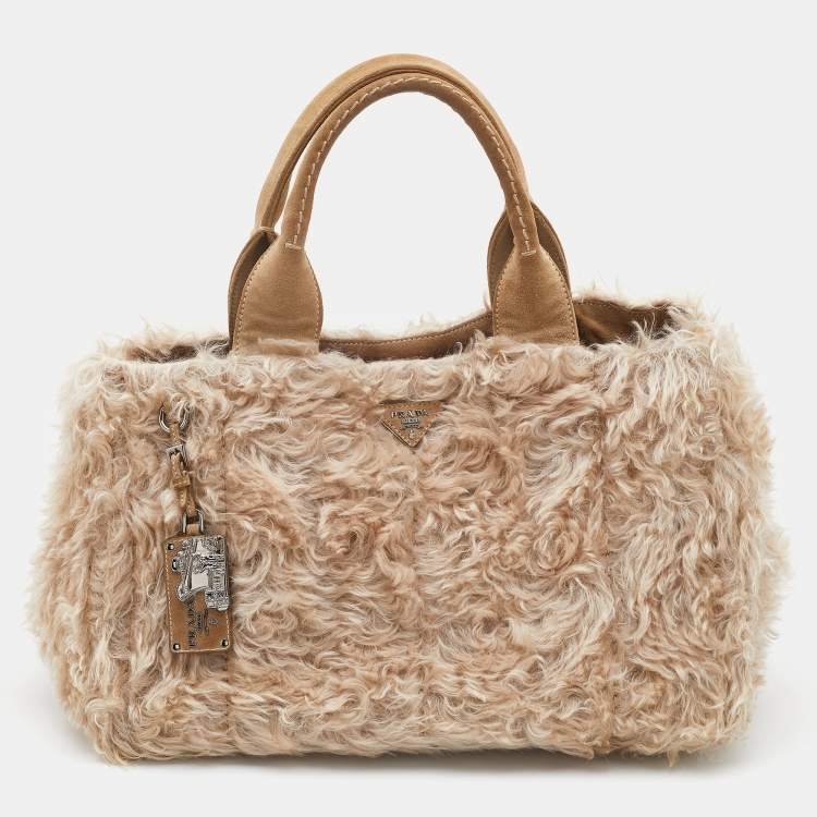 Faux Fur Shopper - Beige - Ladies