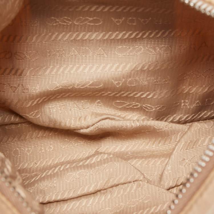 Pre Owned Prada Beige Saffiano Leather Re-Edition 2005 Baguette Bag