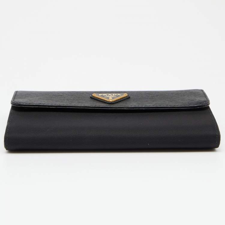 Pre Owned Prada Black Nylon and Leather Flap Crossbody Bag 
