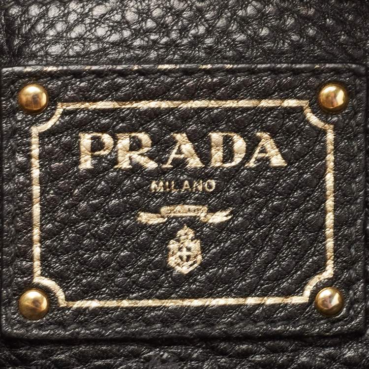 Pre Owned Prada Black Vitello Daino Leather Tote