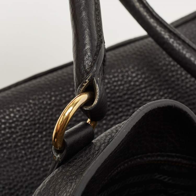 Pre Owned Prada Black Vitello Daino Leather Tote