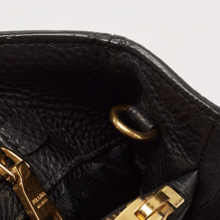 Pre Owned Prada Black Vitello Daino Leather Tote