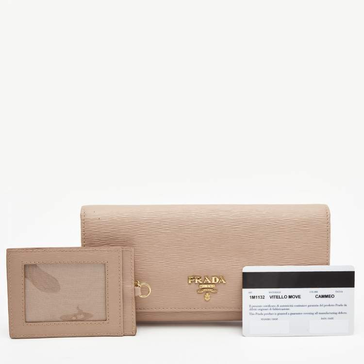 Pre Owned Prada Light Pink Move Leather Logo Flap Continental Wallet