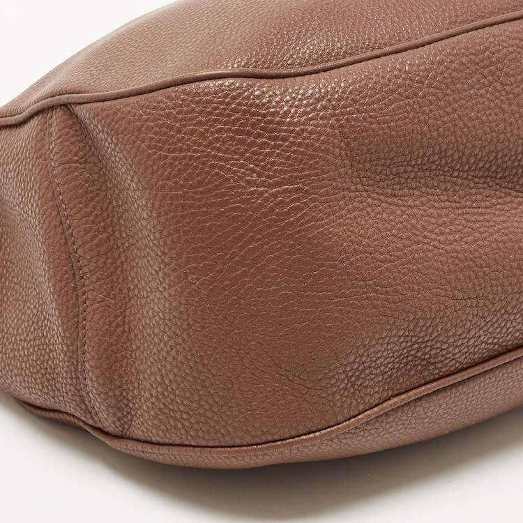 Pre Owned Prada Brown Vitello Danio Leather Zip Hobo