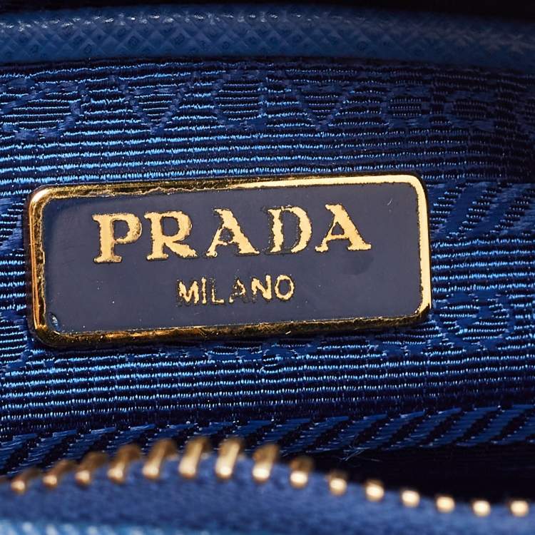 Pre Owned Prada Blue Saffiano Lux Leather Mini Camera Crossbody Bag