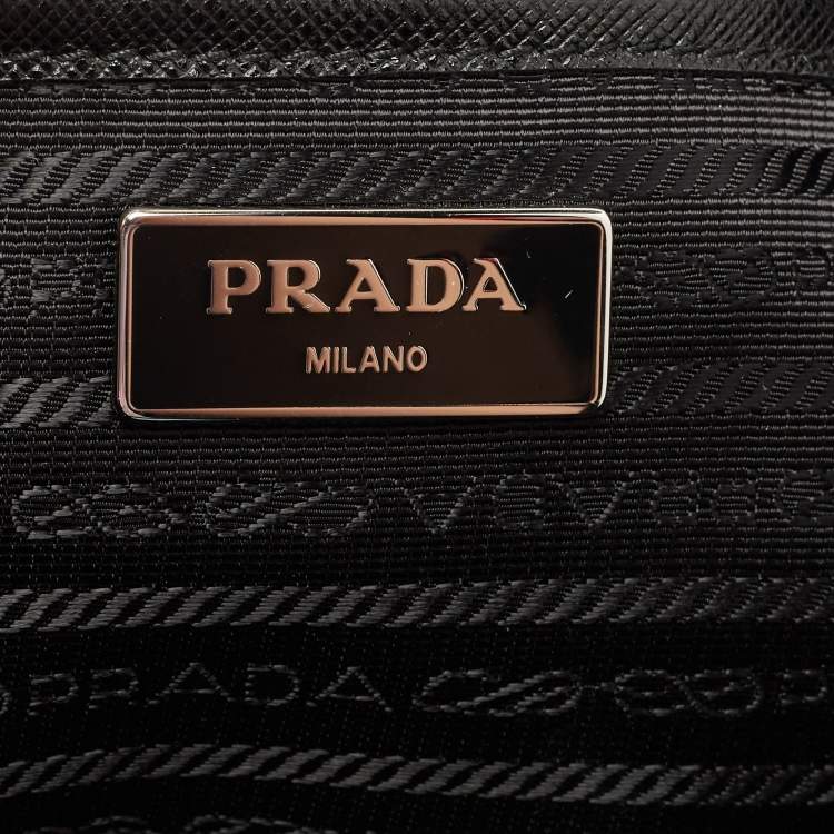 Pre Owned Prada Black Re-Nylon and Saffiano Leather Medium Backpack