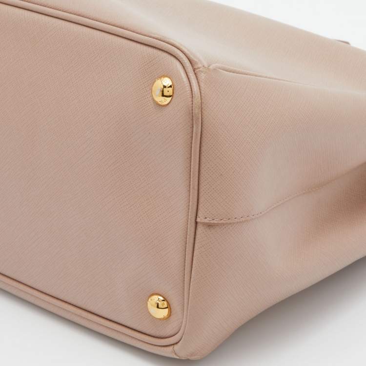 Pre Owned Prada Pink Saffiano Lux Leather Large Double Zip Tote