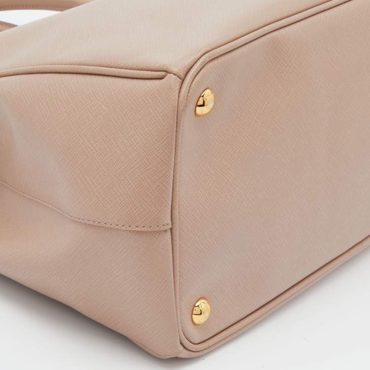 Pre Owned Prada Pink Saffiano Lux Leather Large Double Zip Tote