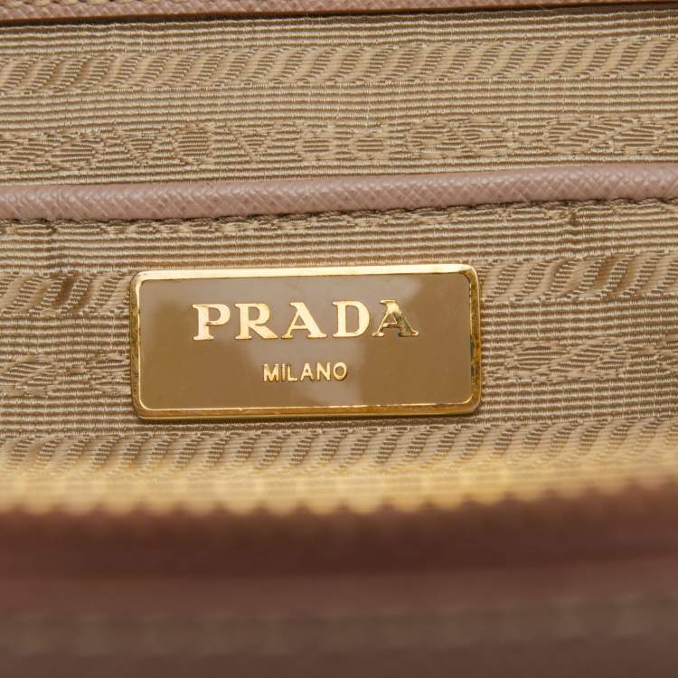 Pre Owned Prada Pink Saffiano Lux Leather Large Double Zip Tote