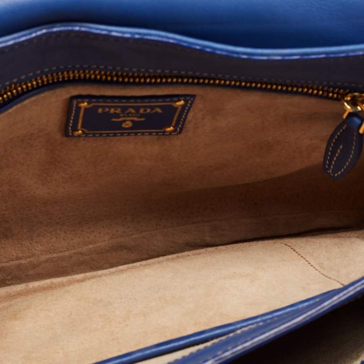 Pre Owned Prada Royal Blue Leather City Clutch