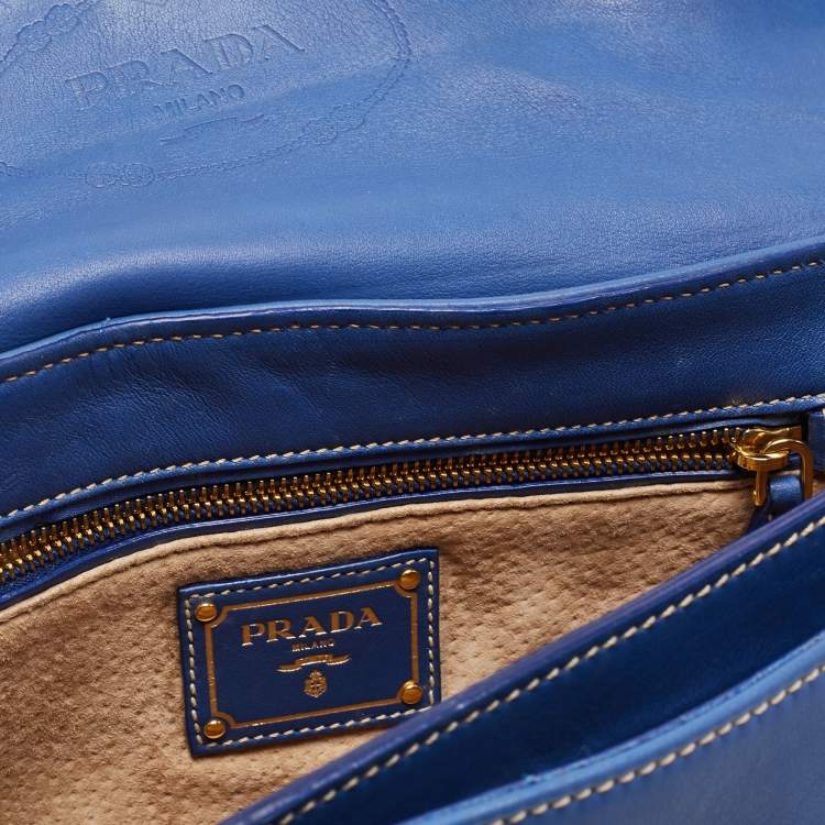 Pre Owned Prada Royal Blue Leather City Clutch