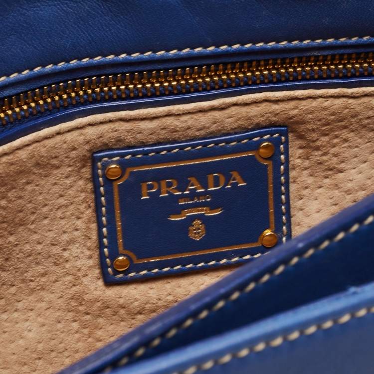 Pre Owned Prada Royal Blue Leather City Clutch