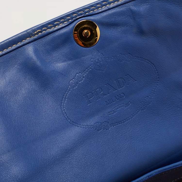 Pre Owned Prada Royal Blue Leather City Clutch