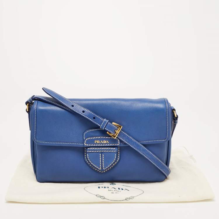 Pre Owned Prada Royal Blue Leather City Clutch
