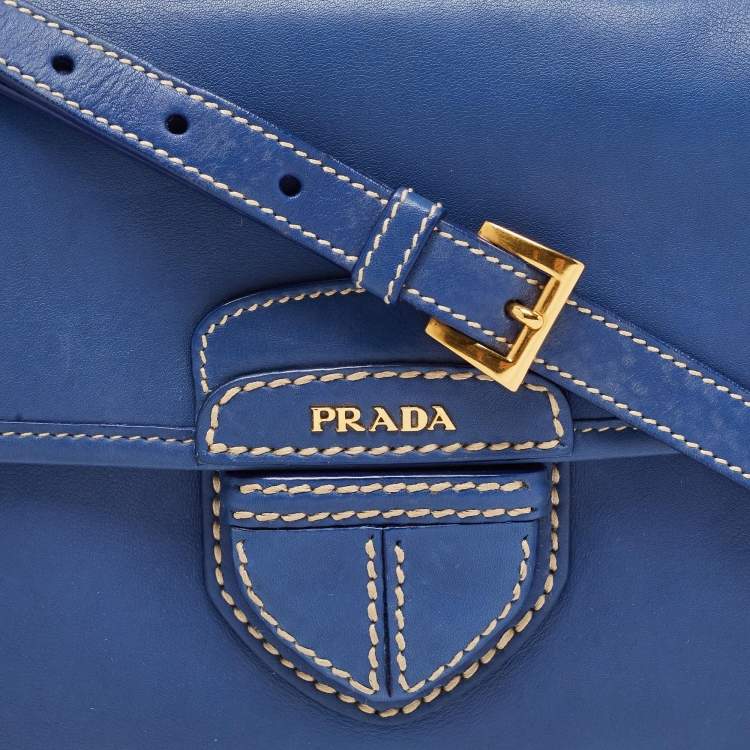 Pre Owned Prada Royal Blue Leather City Clutch