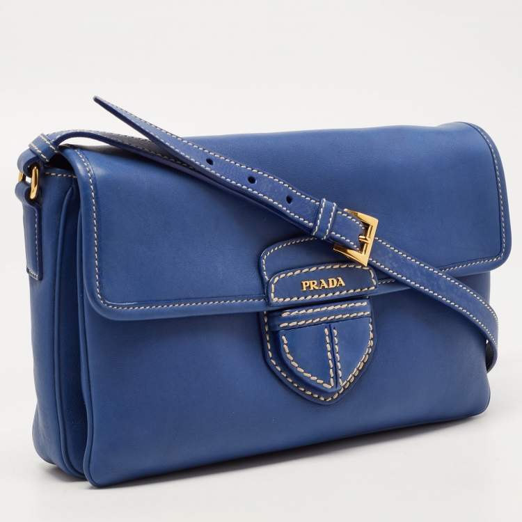 Pre Owned Prada Royal Blue Leather City Clutch