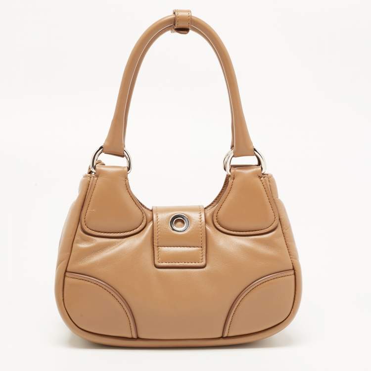 Pre Owned Prada Brown Moon Padded Leather Re-edition 2002 Bag 