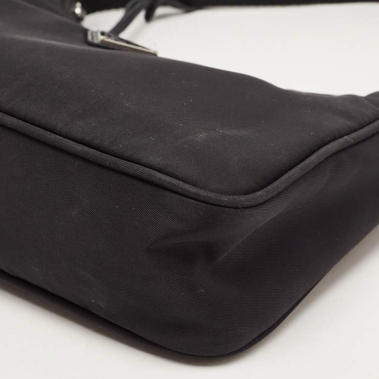 Pre Owned Prada Black Tessuto Nylon Re-Edition 2000 Baguette Bag