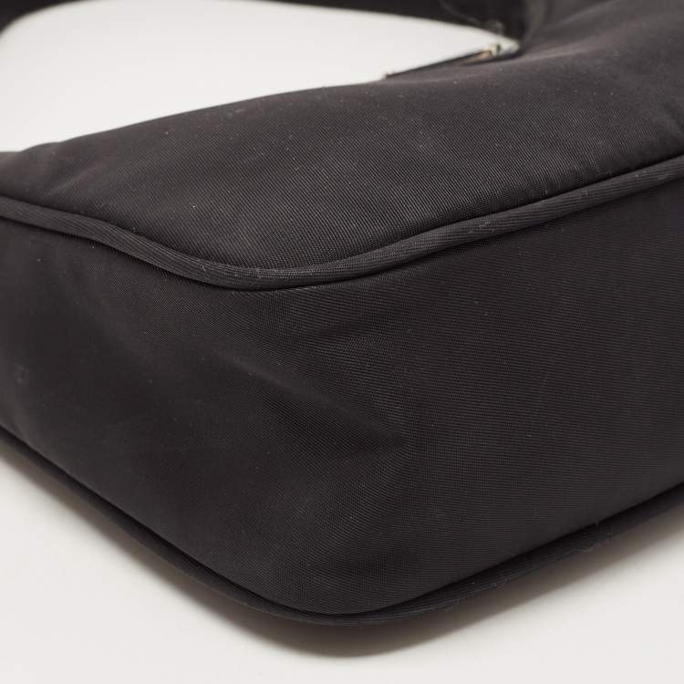 Pre Owned Prada Black Tessuto Nylon Re-Edition 2000 Baguette Bag