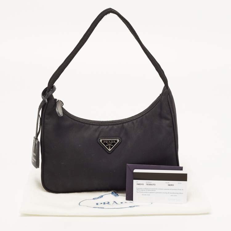 Pre Owned Prada Black Tessuto Nylon Re-Edition 2000 Baguette Bag