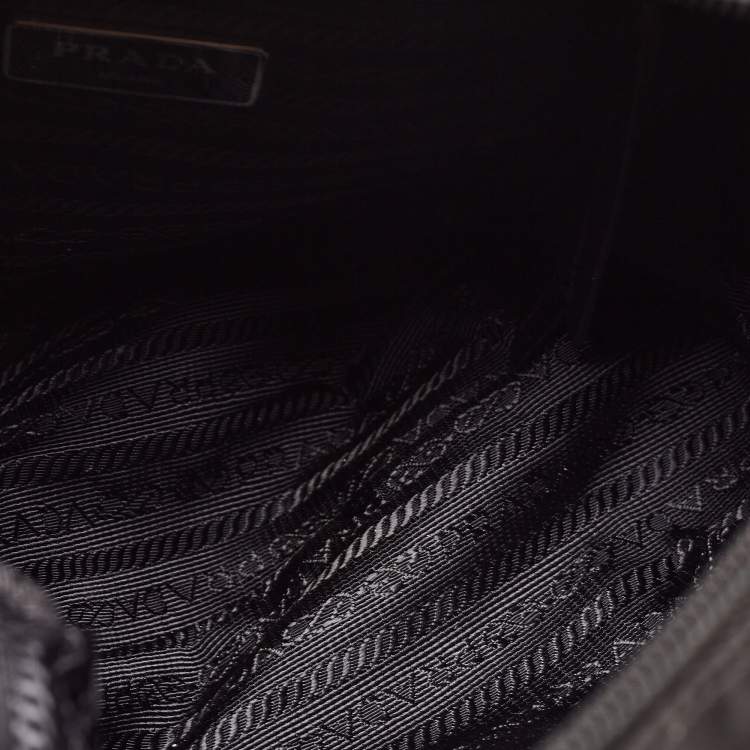 Pre Owned Prada Black/Blue Nylon and Leather New Vela Studded Messenger Bag
