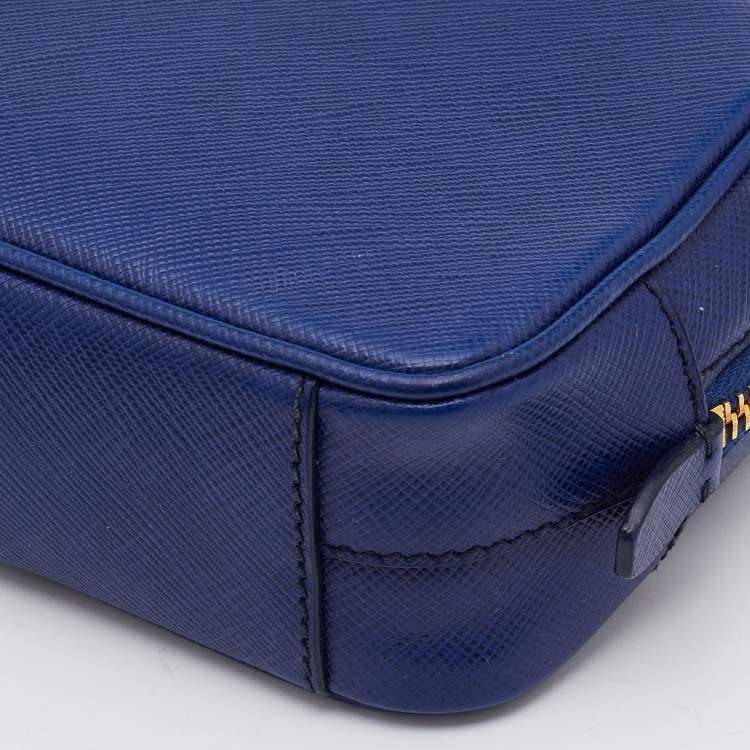 مملوكة مسبقًا Prada Blue Saffiano Lux Leather Mini Camera Crossbody Bag