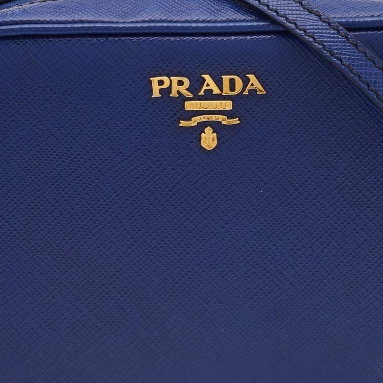 مملوكة مسبقًا Prada Blue Saffiano Lux Leather Mini Camera Crossbody Bag