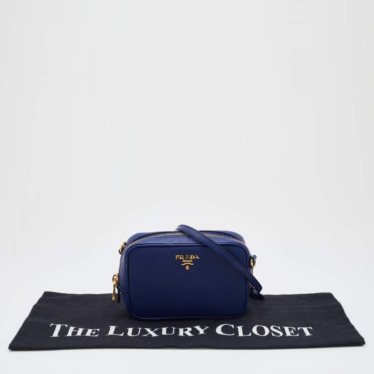 مملوكة مسبقًا Prada Blue Saffiano Lux Leather Mini Camera Crossbody Bag