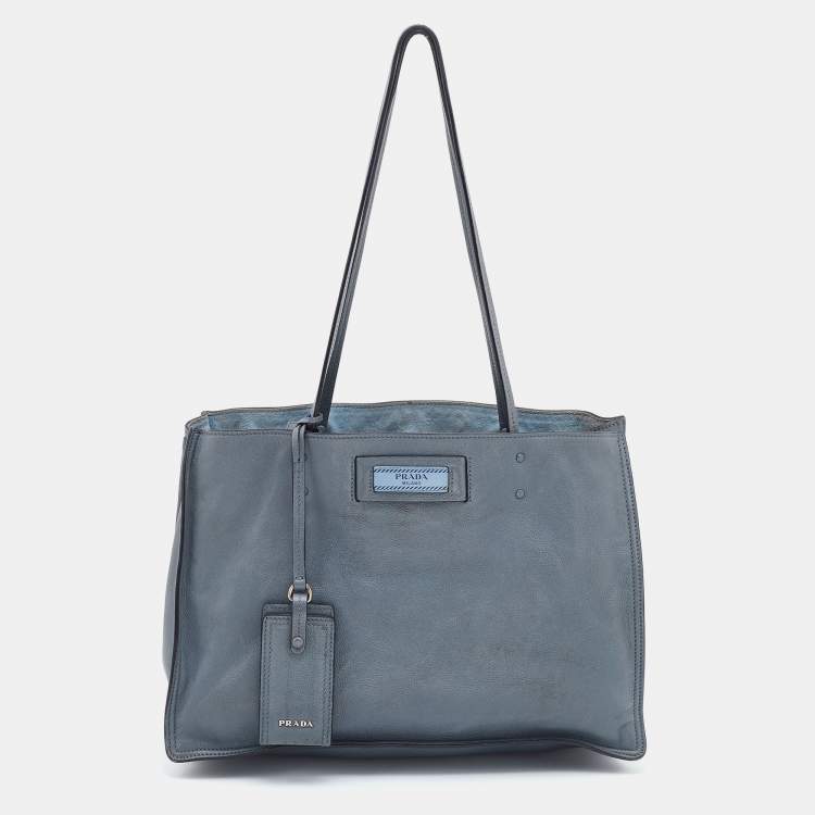 Prada Light Blue Leather Etiquette Tote Prada The Luxury Closet