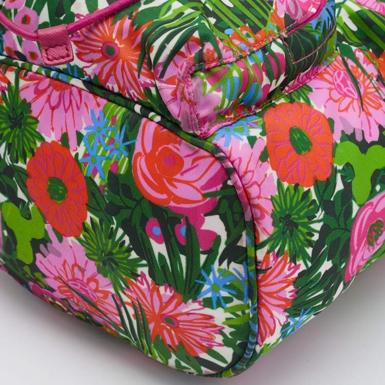 Pre Owned Prada Multicolor Floral Print Nylon Drawstring Backpack