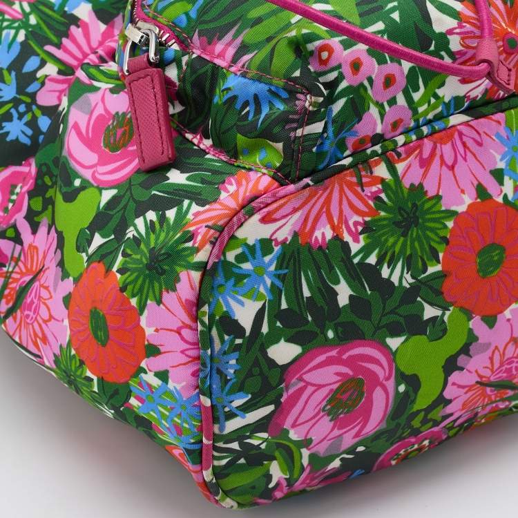 Pre Owned Prada Multicolor Floral Print Nylon Drawstring Backpack