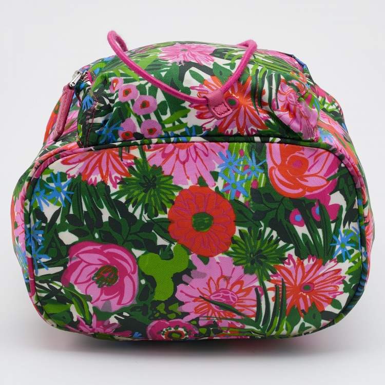 Pre Owned Prada Multicolor Floral Print Nylon Drawstring Backpack