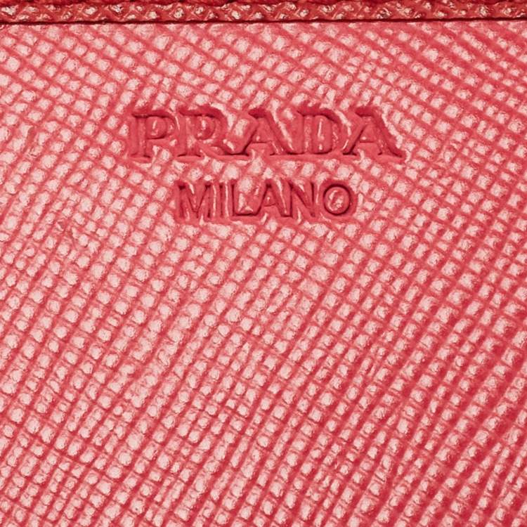 Pre Owned Prada Red Saffiano Metal Leather Logo Flap Continental Wallet