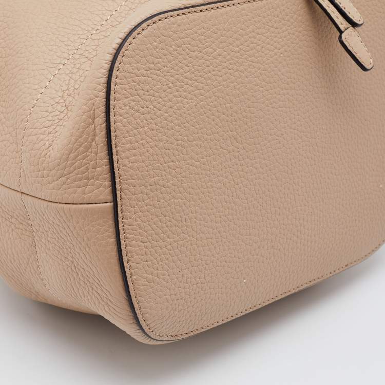 Pre Owned Prada Beige Leather Drawstring Bucket Bag