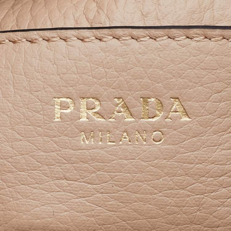 Pre Owned Prada Beige Leather Drawstring Bucket Bag