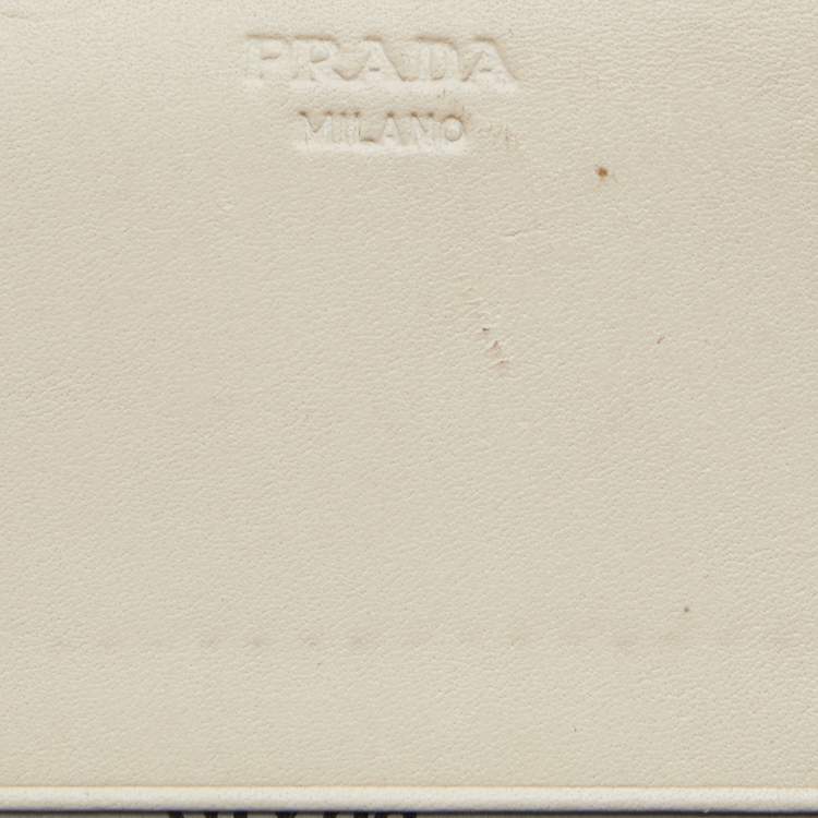 Pre Owned Prada Beige Jacquard Logo Canvas and Leather Flap Continental Wallet
