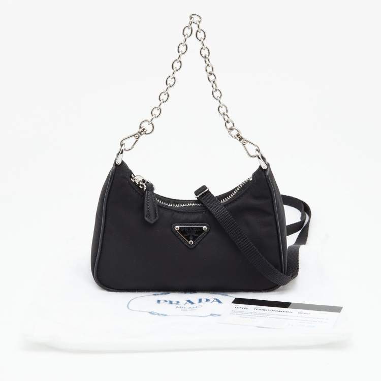 Pre Owned Prada Black Nylon and Leather Mini Re-Edition 2005 Crossbody Bag