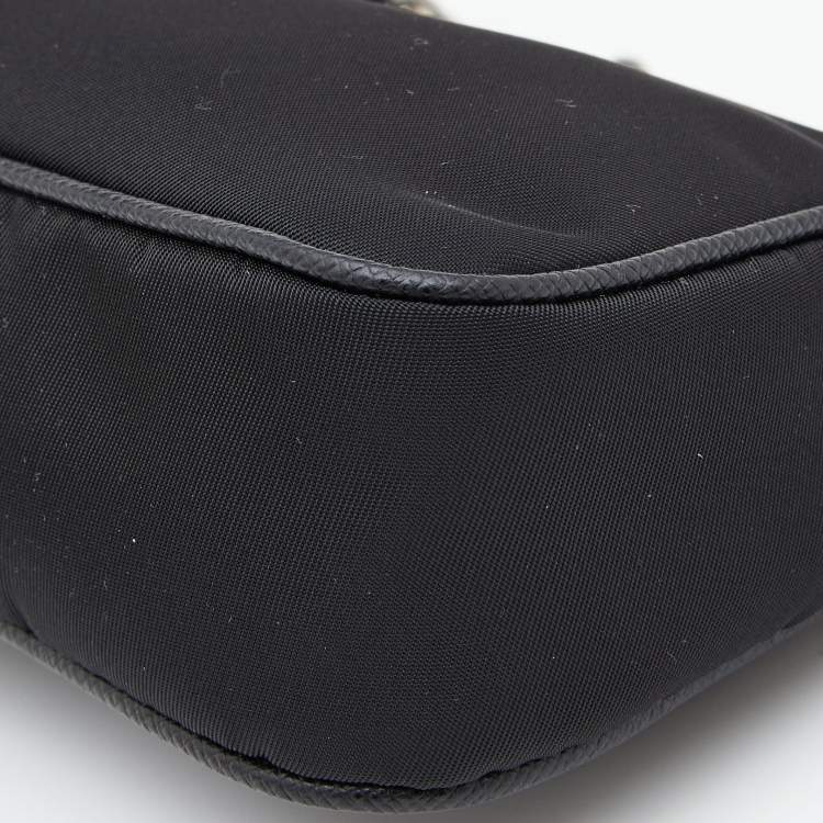 Pre Owned Prada Black Nylon and Leather Mini Re-Edition 2005 Crossbody Bag