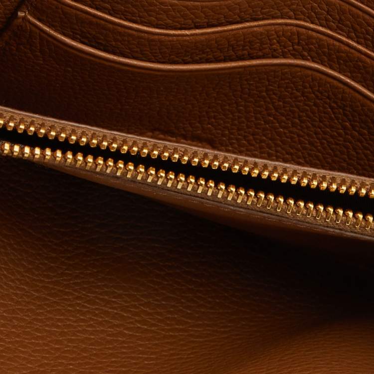 Saffiano Leather Wallet-on-Chain, Brown (Cannella)