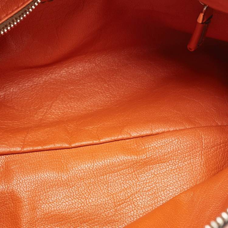 Pre Owned Prada Orange/Olive Green Suede and Leather Duffel Bag