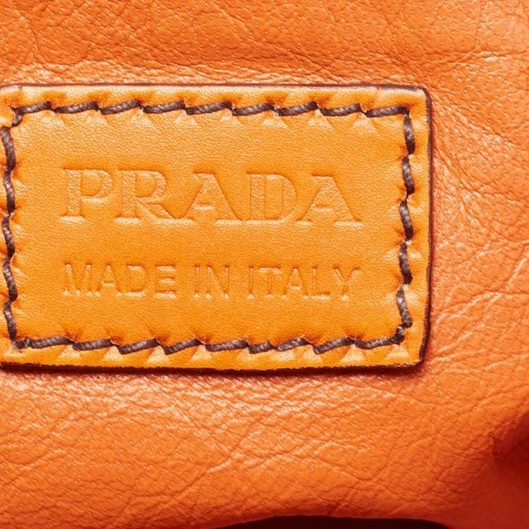 Pre Owned Prada Orange/Olive Green Suede and Leather Duffel Bag